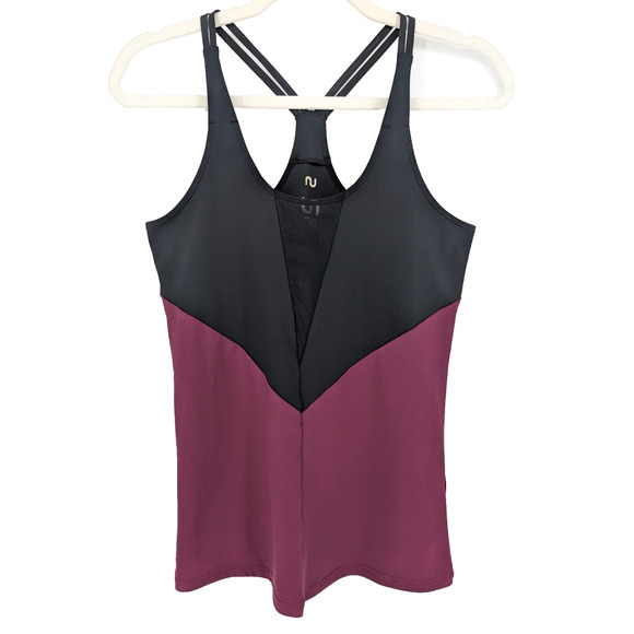 Urban Savage Womens Black Purple Mesh Inset Racerback Tank Small Active Yoga - Picture 1 of 7